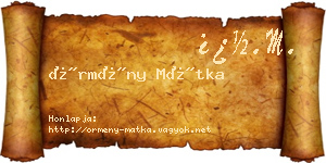 Örmény Mátka névjegykártya